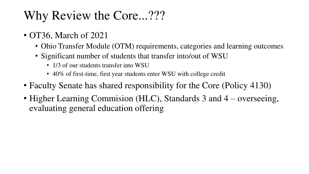 why review the core