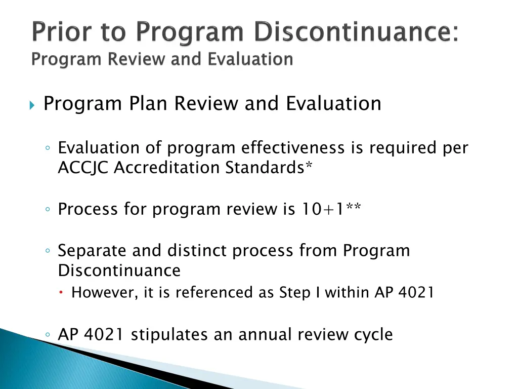 program plan review and evaluation