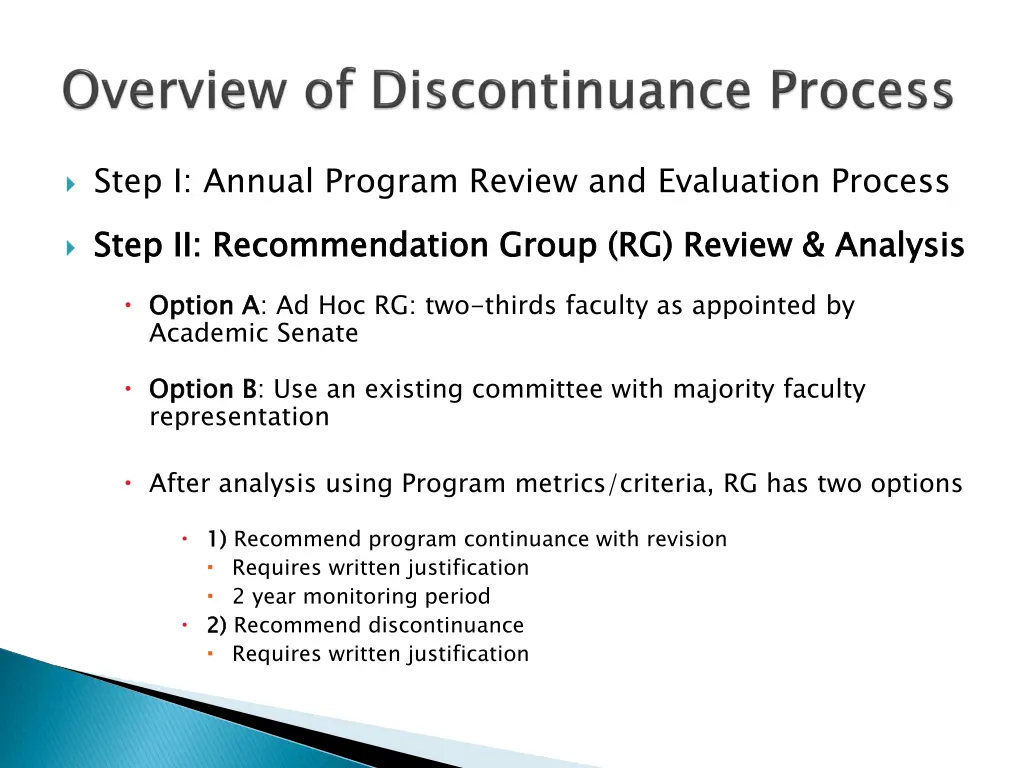 step i annual program review and evaluation