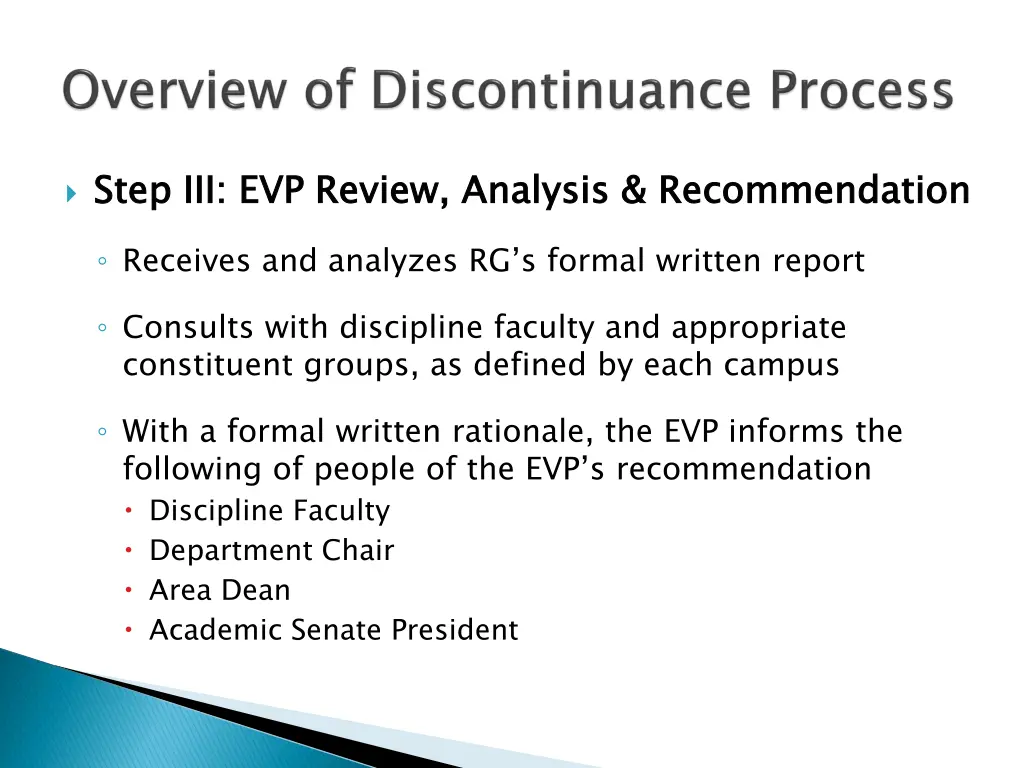 step iii evp review analysis recommendation