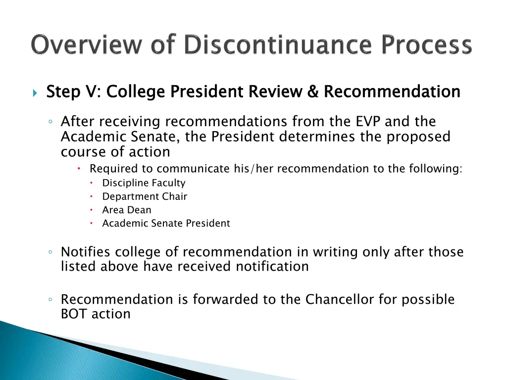 step v college president review recommendation