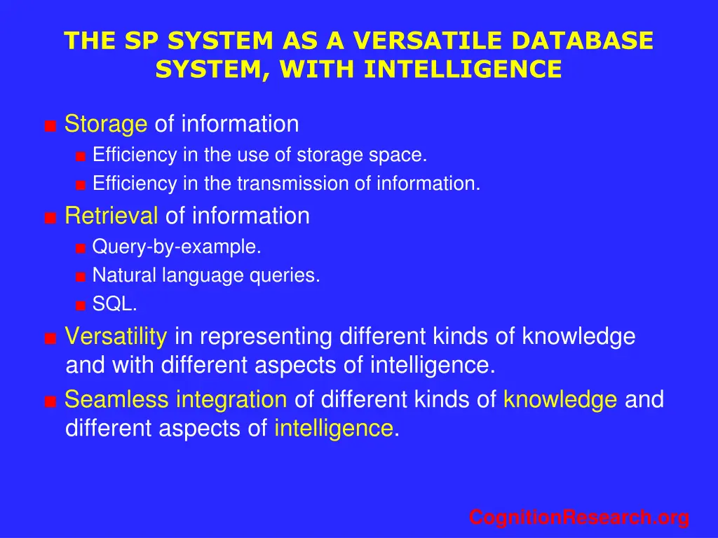 the sp system as a versatile database system with