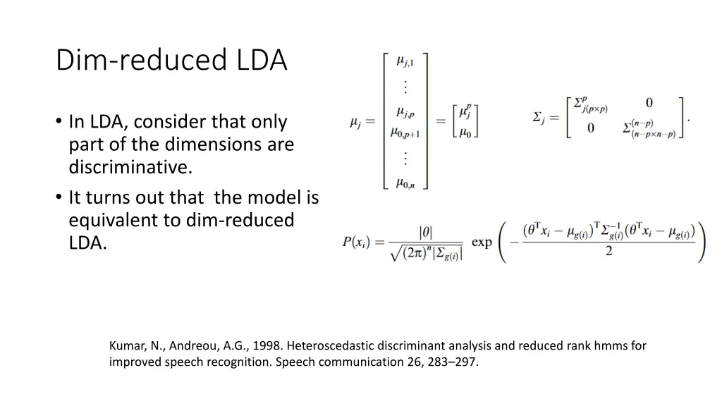 dim reduced lda