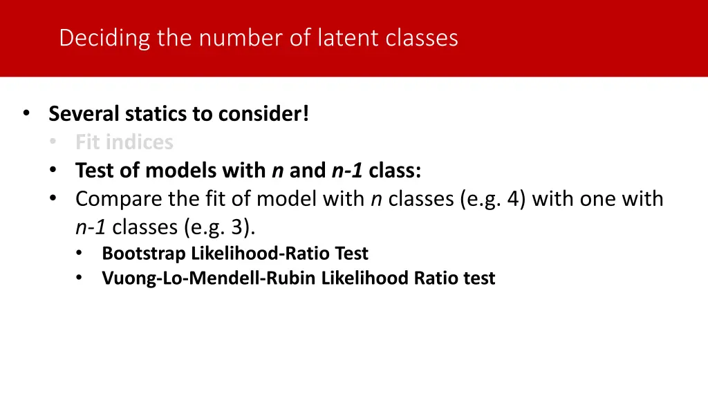 deciding the number of latent classes 2