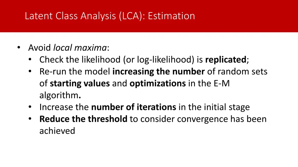 latent class analysis lca estimation 1