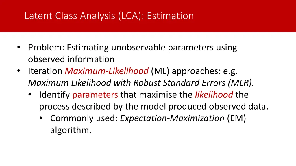 latent class analysis lca estimation