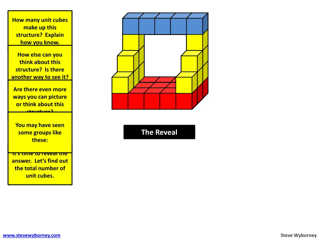 how many unit cubes make up this structure 5