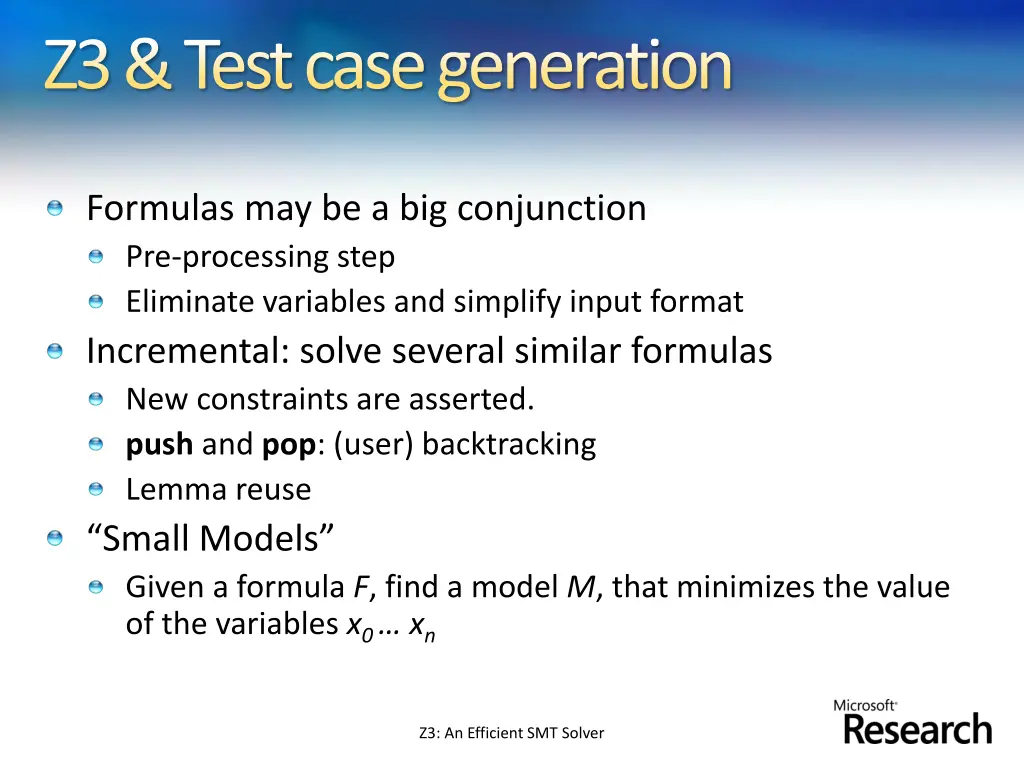 z3 test case generation