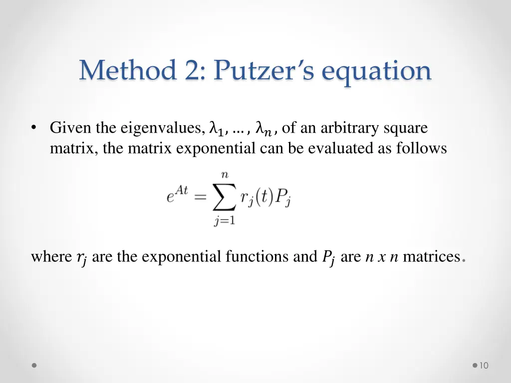 method 2 putzer s equation