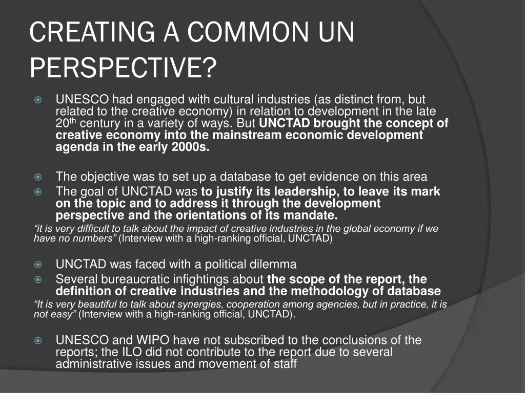 creating a common un perspective