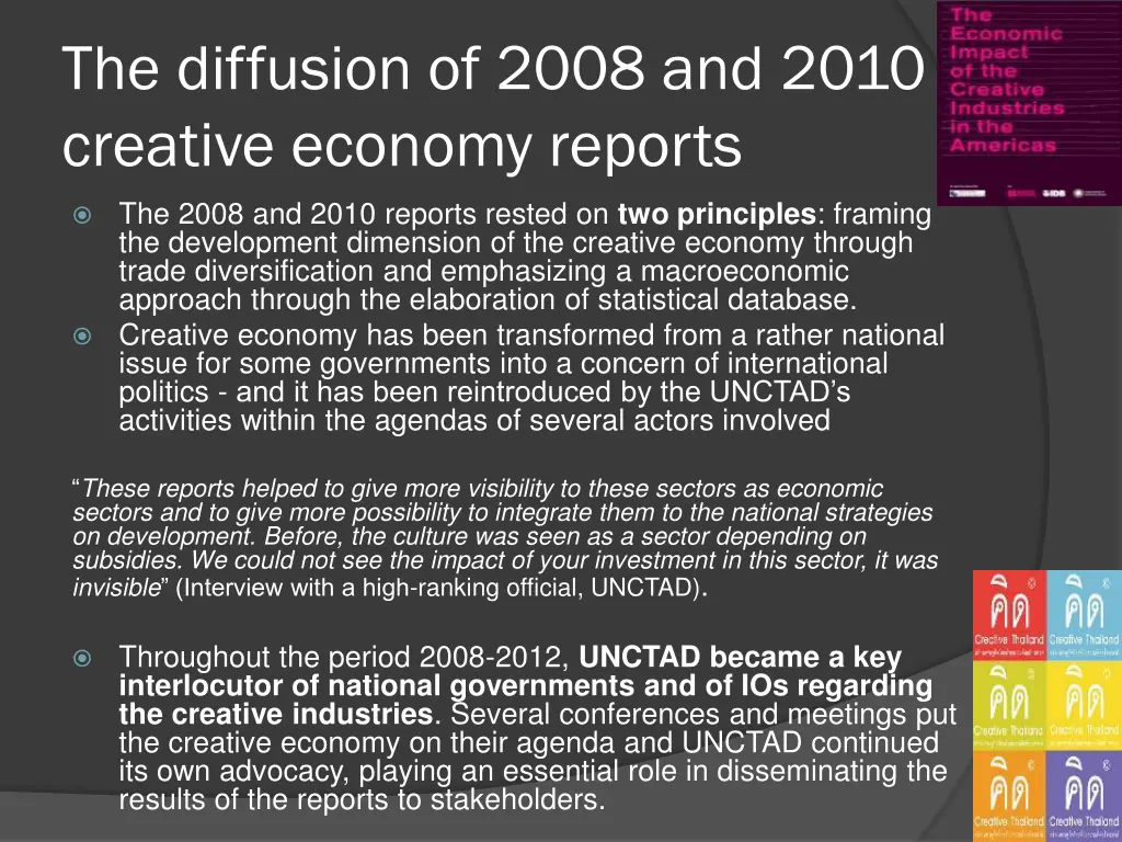 the diffusion of 2008 and 2010 creative economy