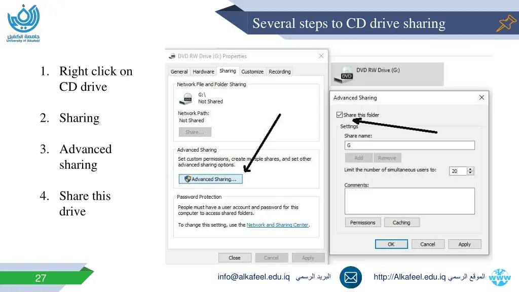 several steps to cd drive sharing