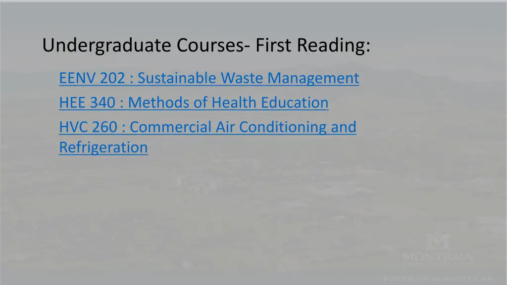 undergraduate courses first reading