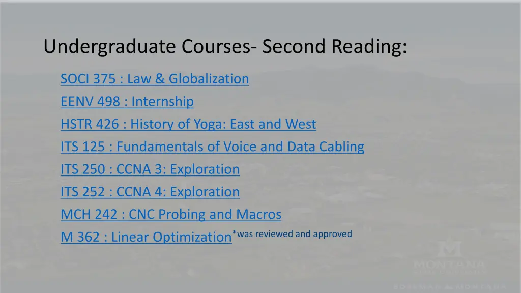 undergraduate courses second reading