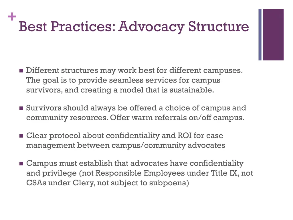 best practices advocacy structure