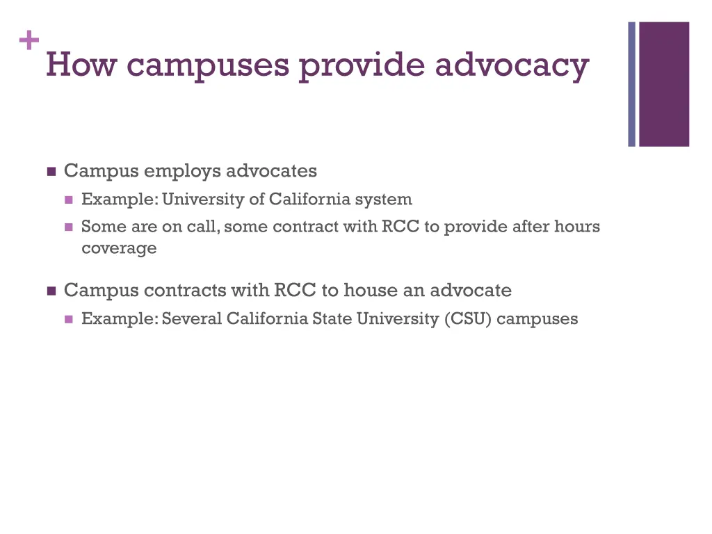 how campuses provide advocacy 1