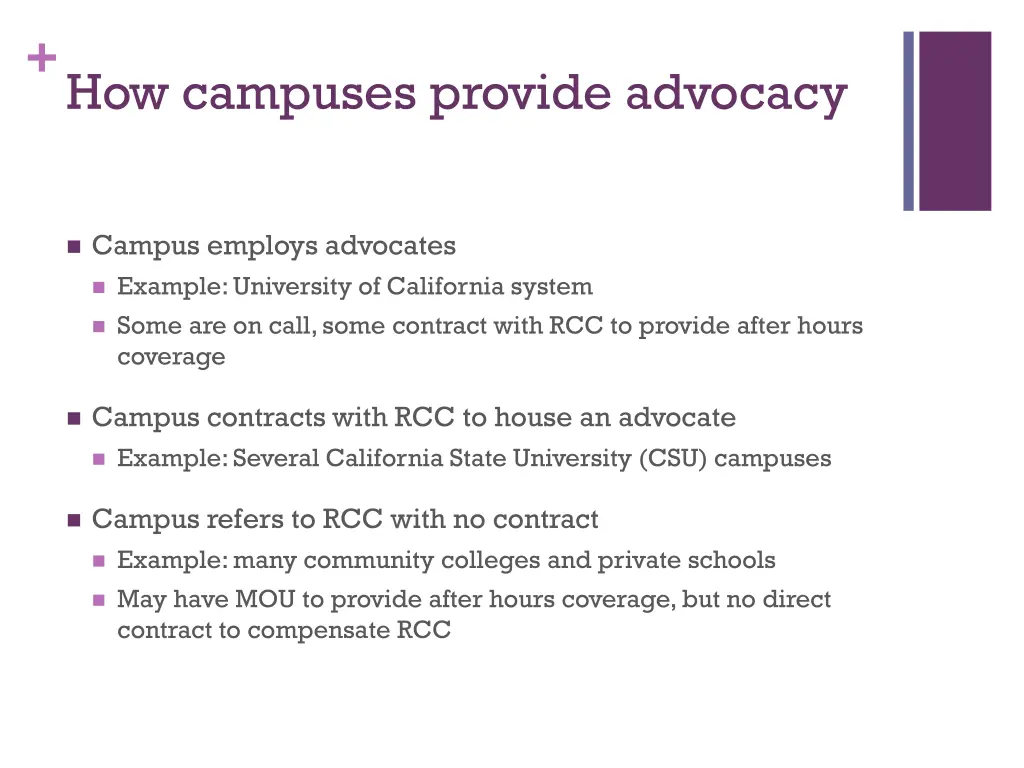 how campuses provide advocacy 2