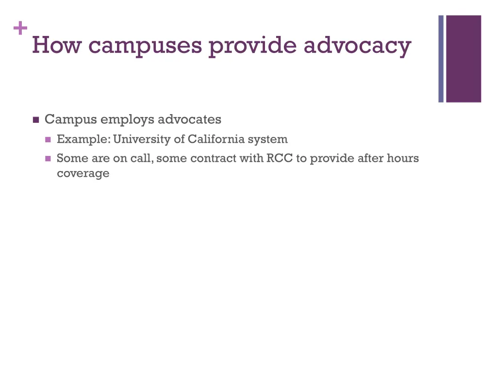 how campuses provide advocacy