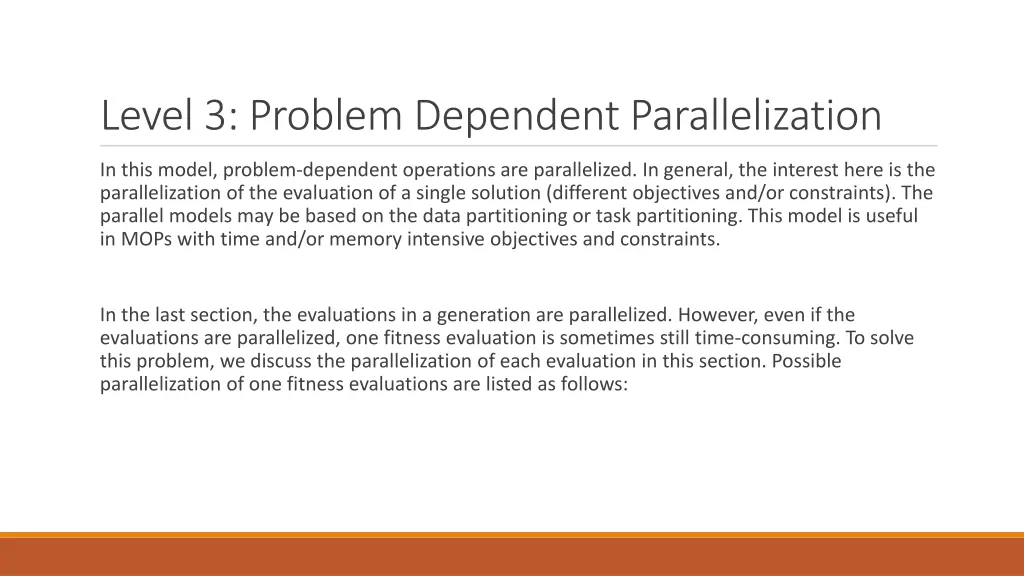 level 3 problem dependent parallelization