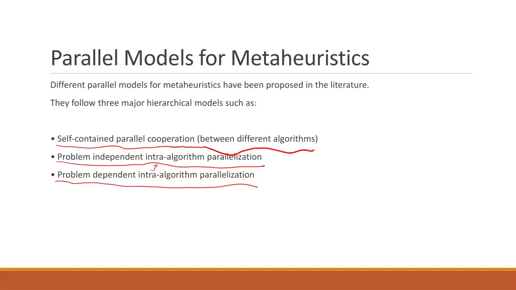 parallel models for metaheuristics