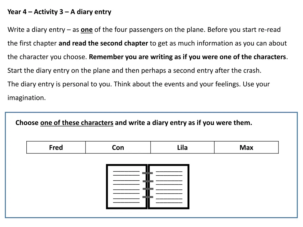 year 4 activity 3 a diary entry