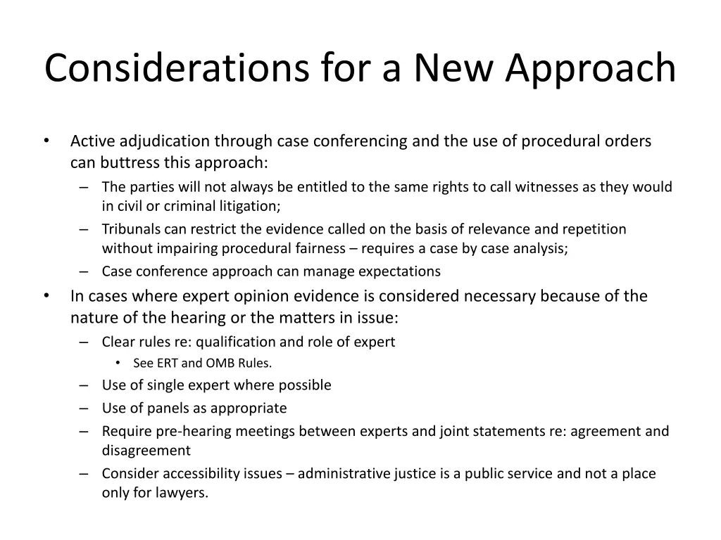 considerations for a new approach 1