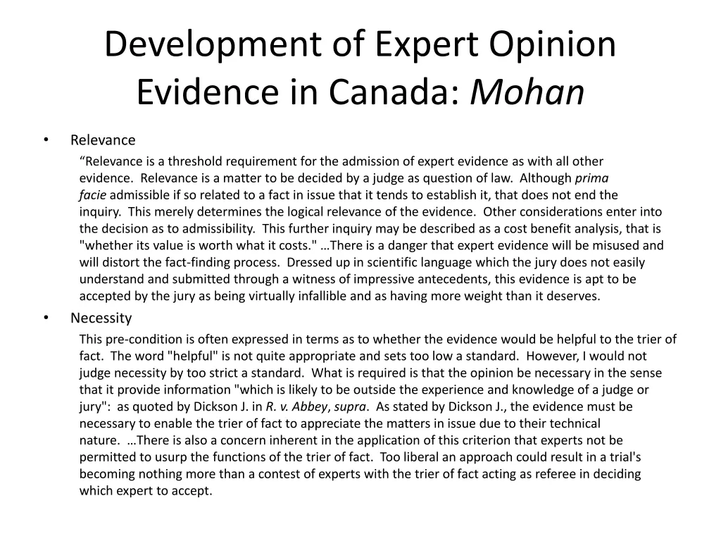 development of expert opinion evidence in canada 4