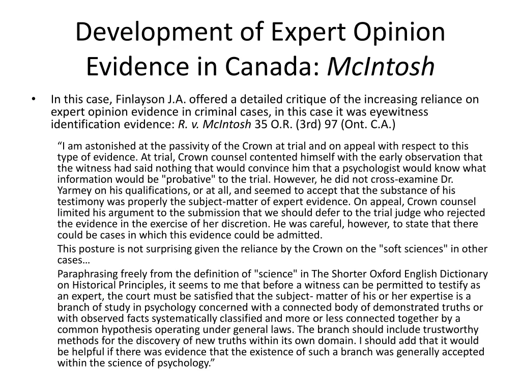 development of expert opinion evidence in canada 5