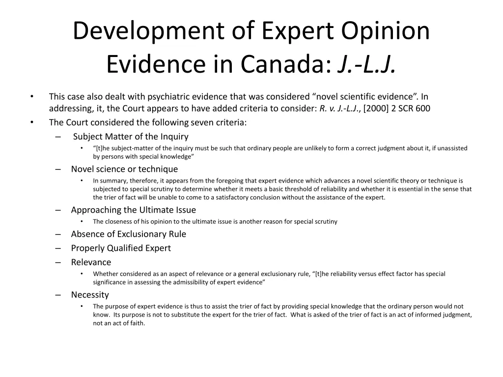 development of expert opinion evidence in canada 6