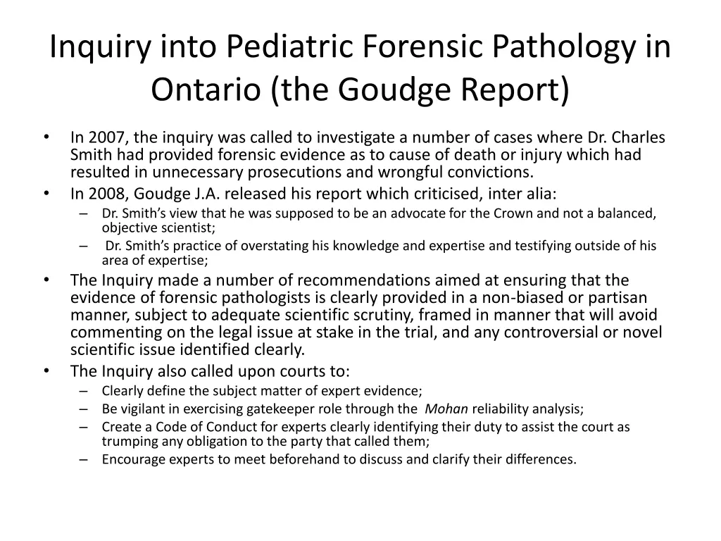 inquiry into pediatric forensic pathology