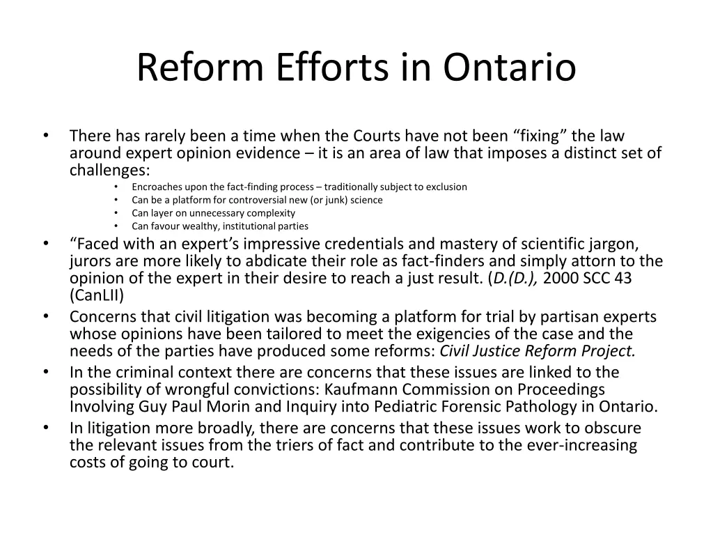 reform efforts in ontario