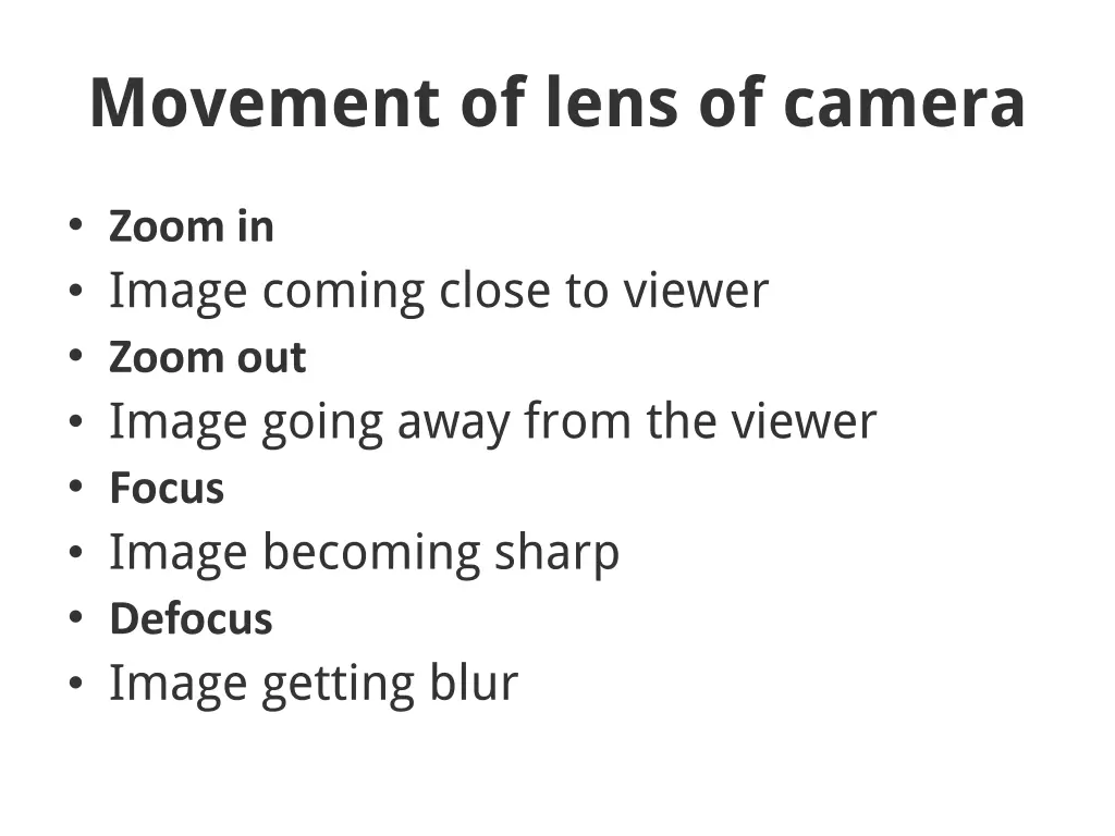 movement of lens of camera 1