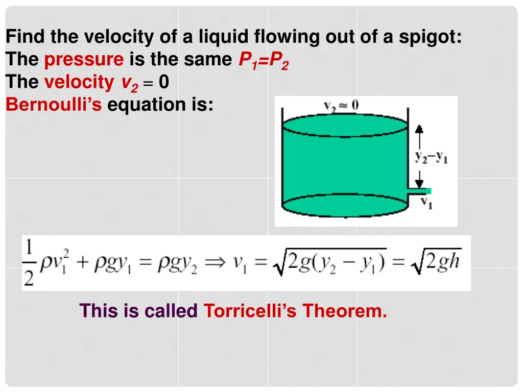 find the velocity of a liquid flowing