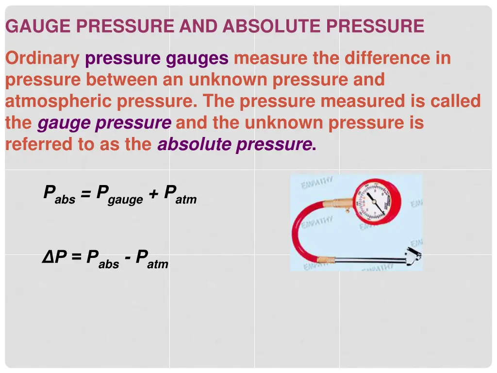 gauge pressure and absolute pressure