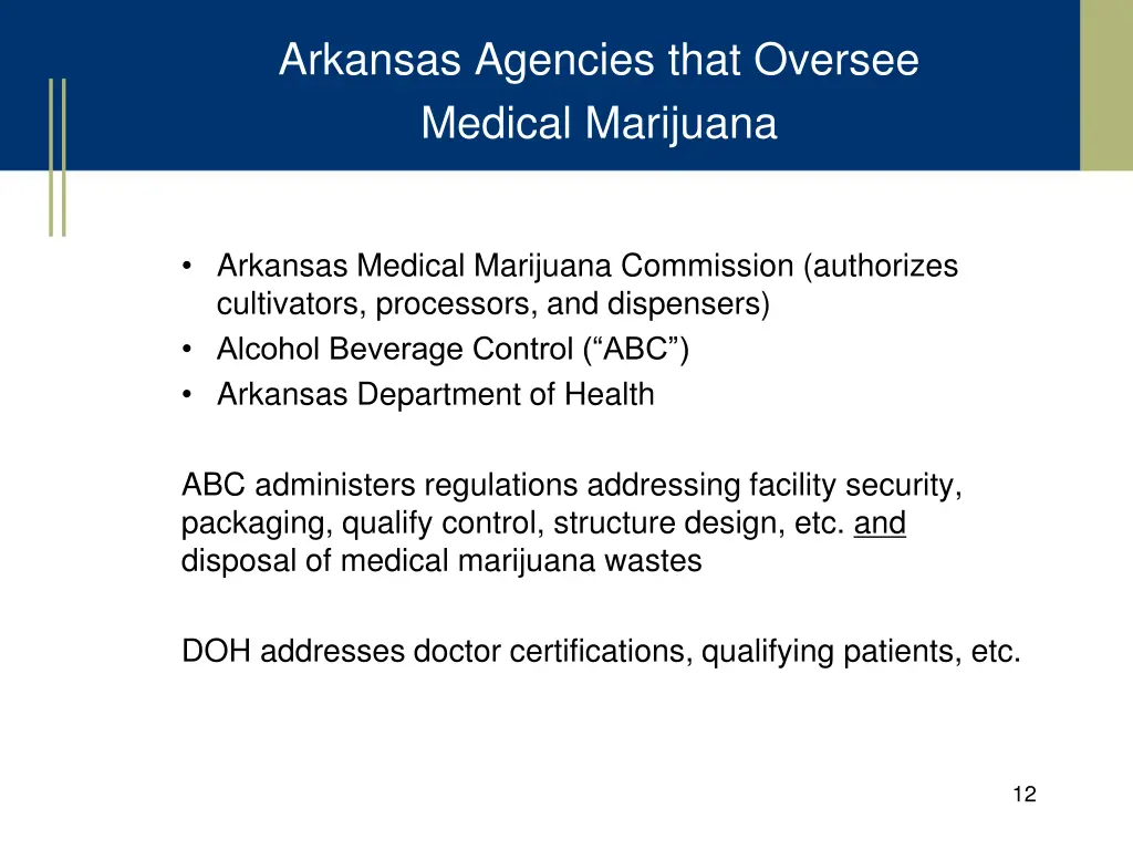 arkansas agencies that oversee medical marijuana