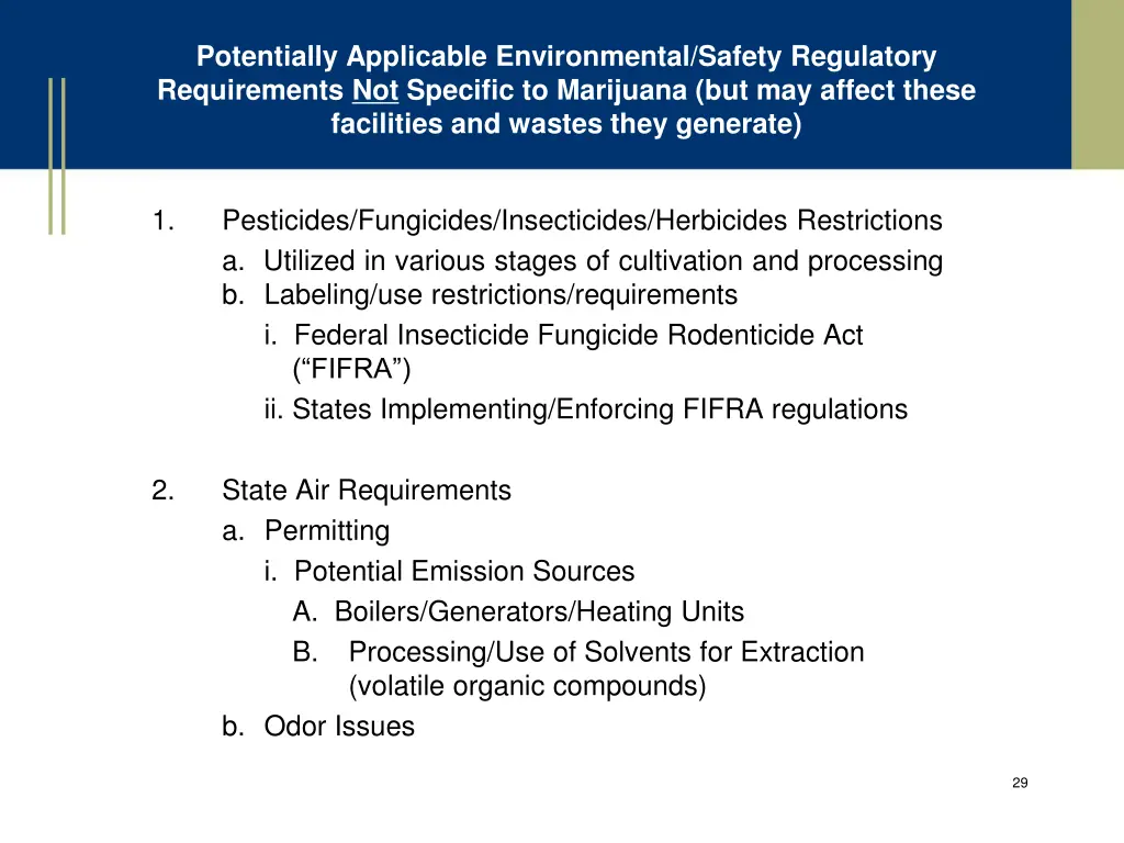 potentially applicable environmental safety