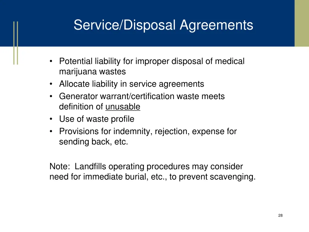 service disposal agreements