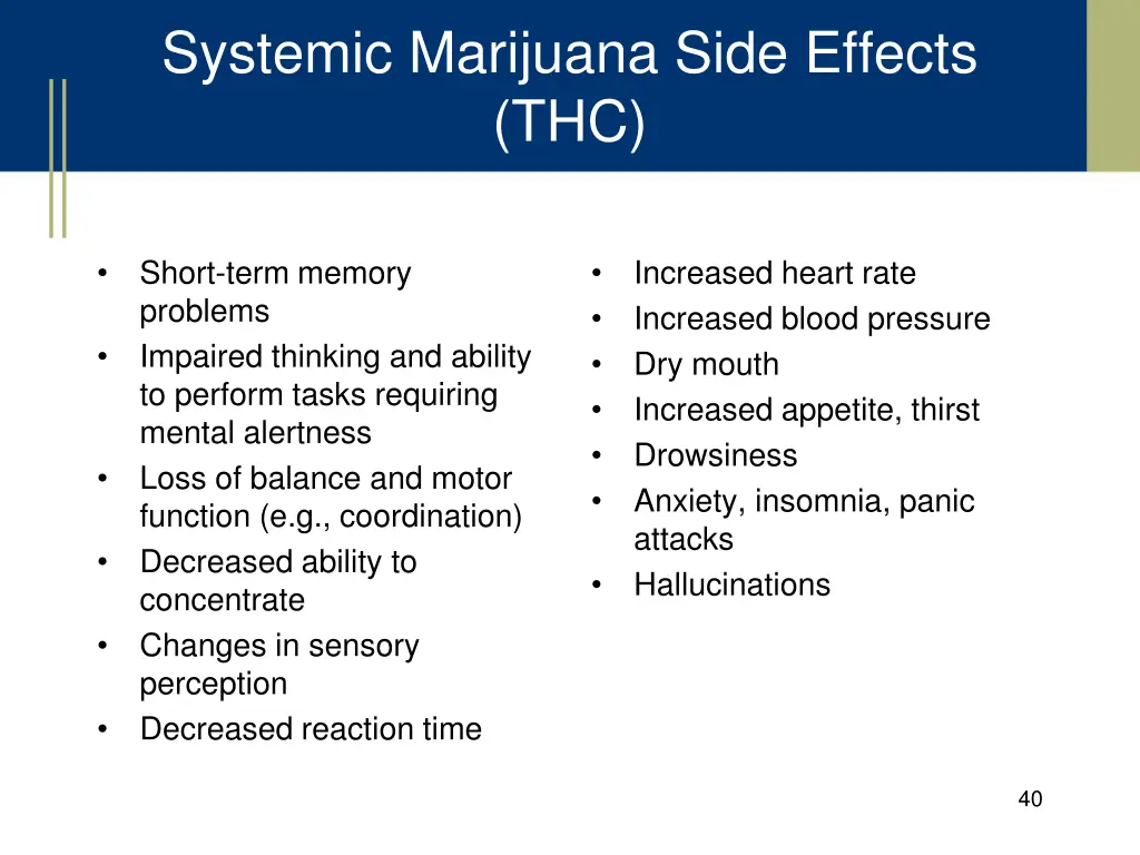 systemic marijuana side effects thc