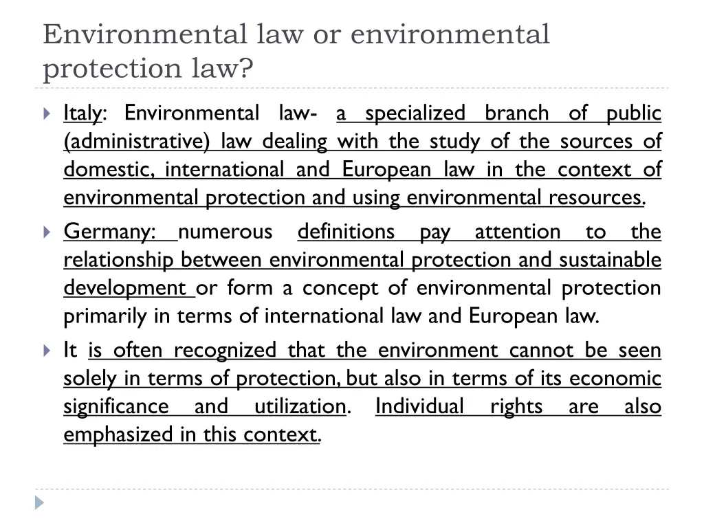 environmental law or environmental protection law 1