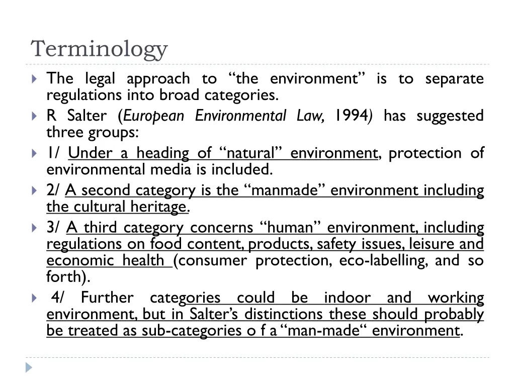 terminology the legal approach to the environment