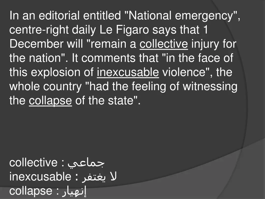 in an editorial entitled national emergency