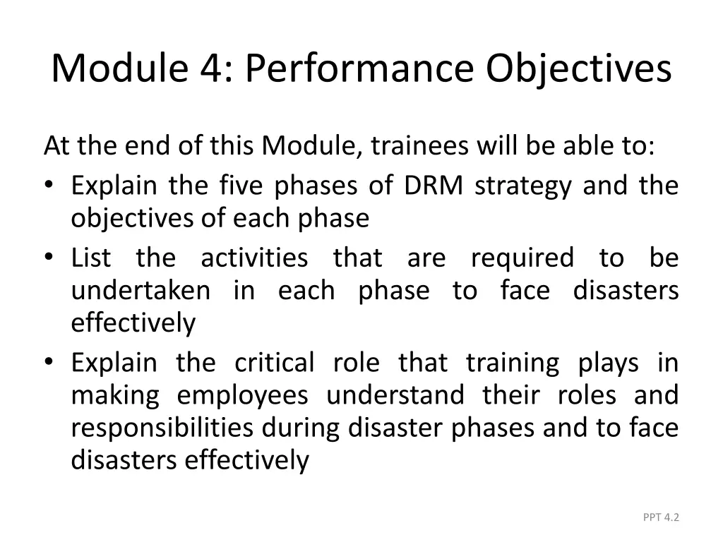 module 4 performance objectives