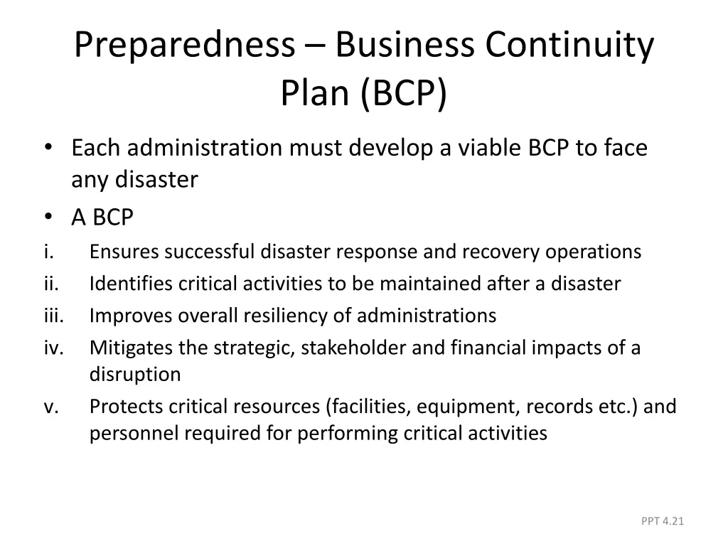 preparedness business continuity plan bcp