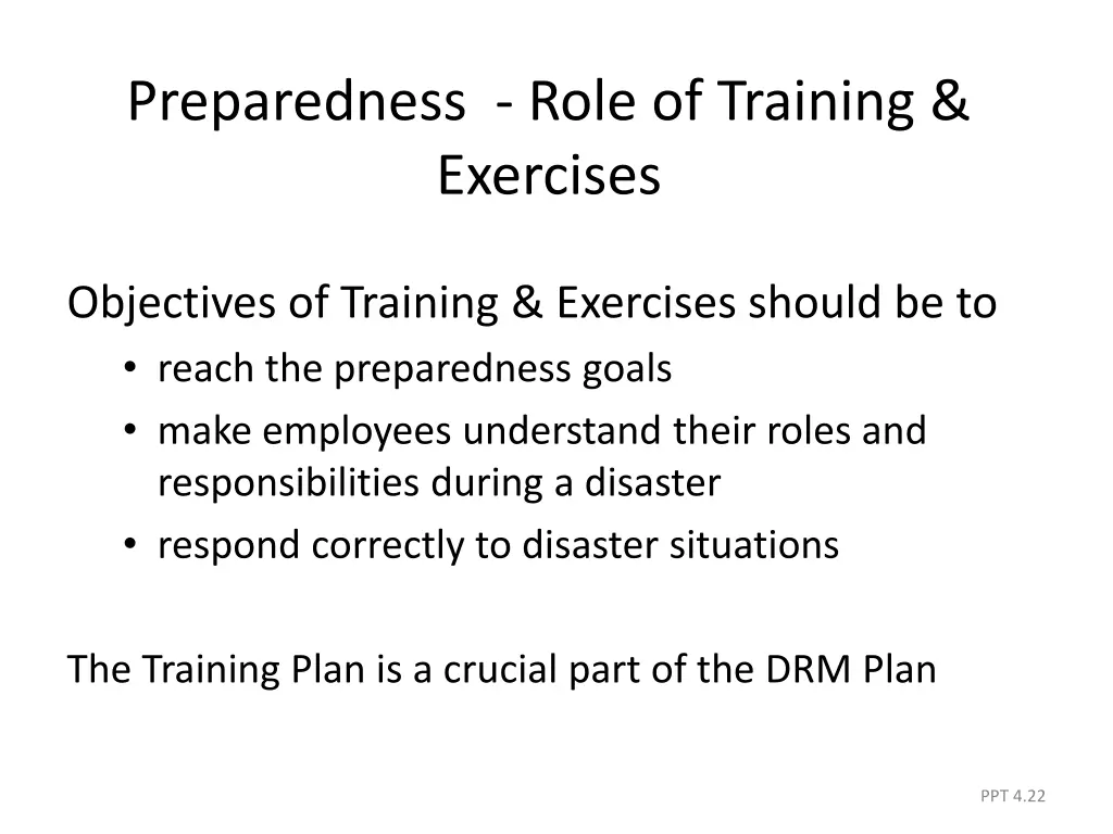 preparedness role of training exercises