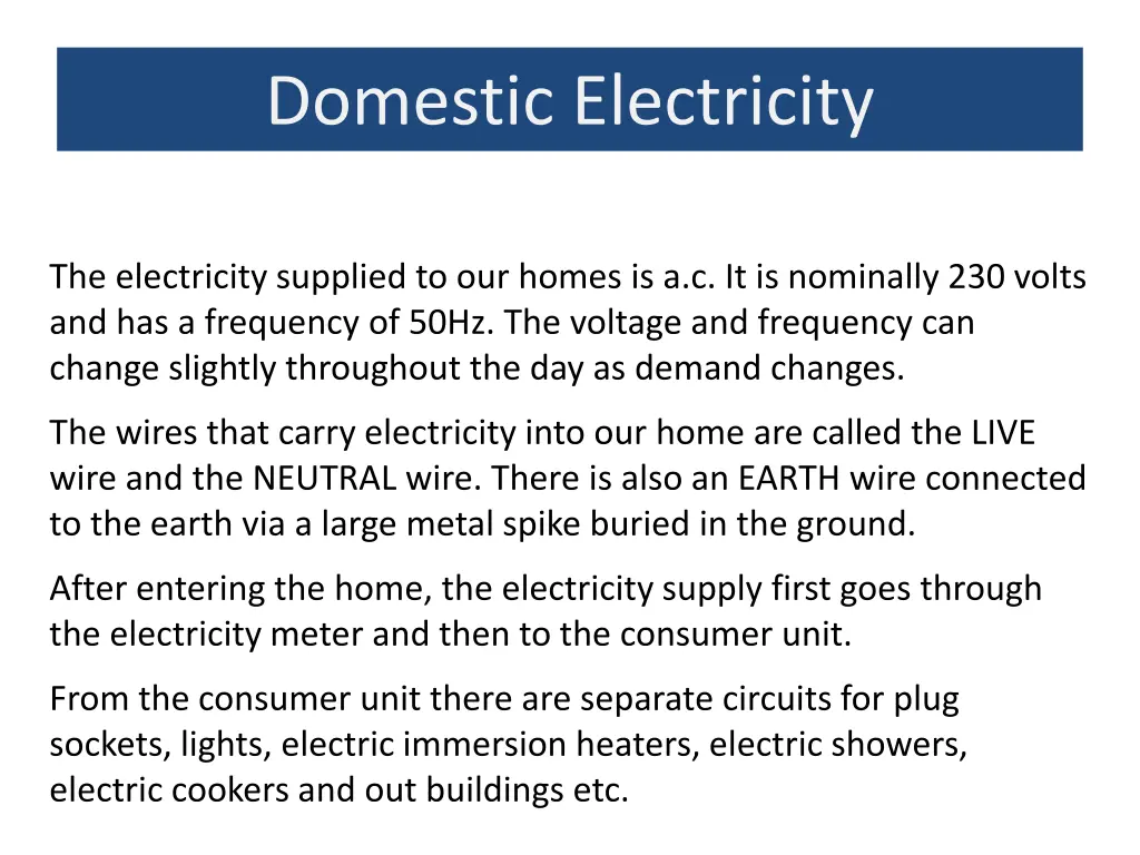 domestic electricity 1