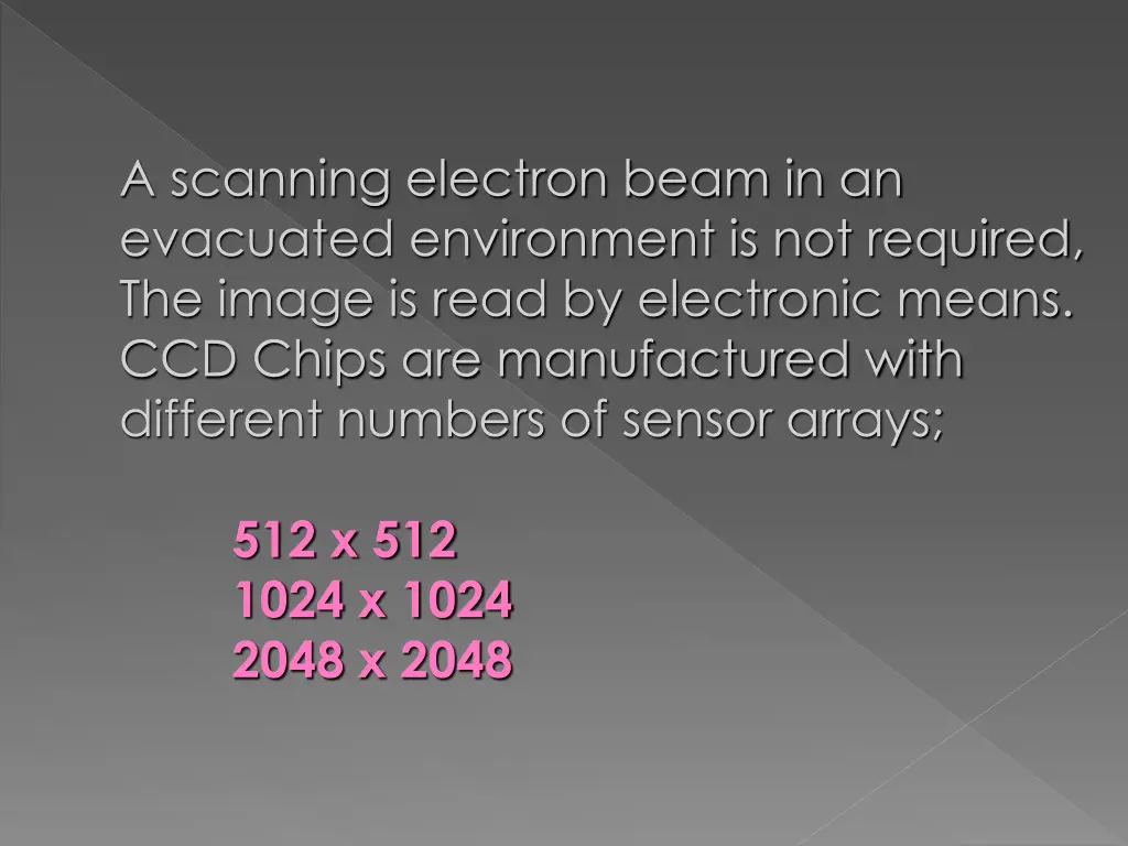 a scanning electron beam in an evacuated