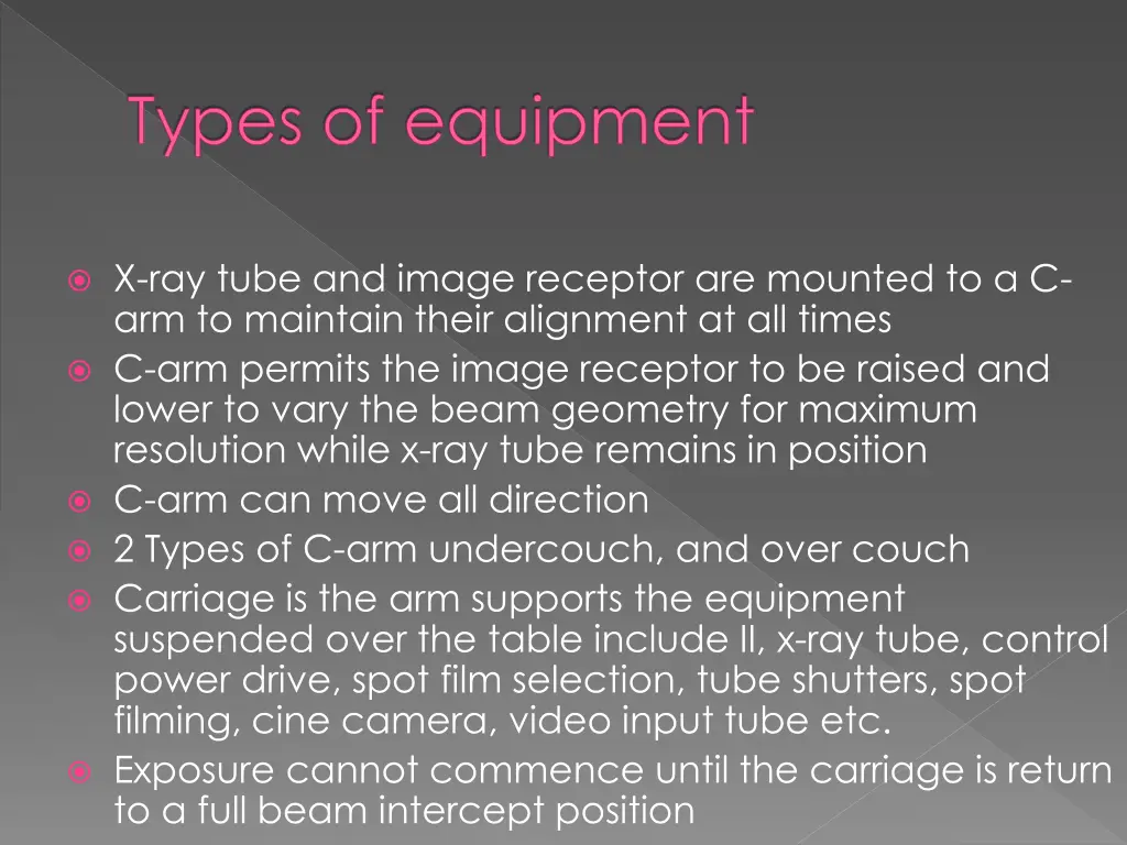 types of equipment