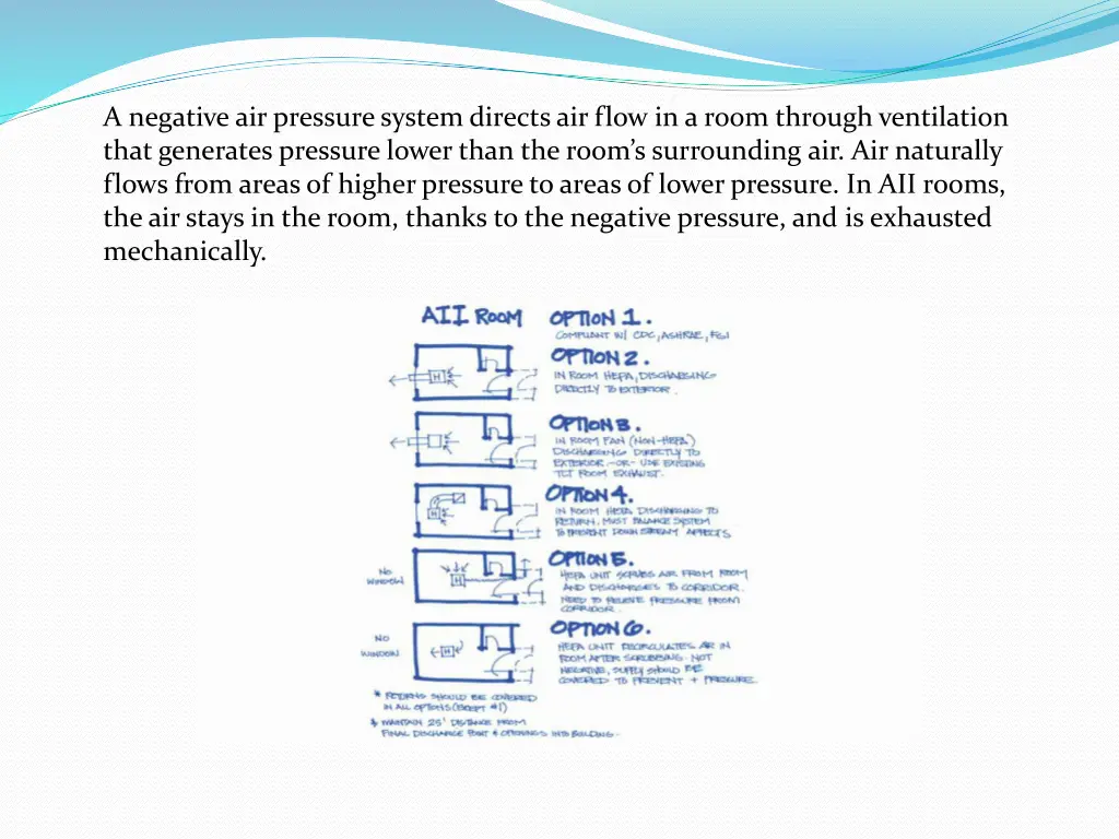 a negative air pressure system directs air flow