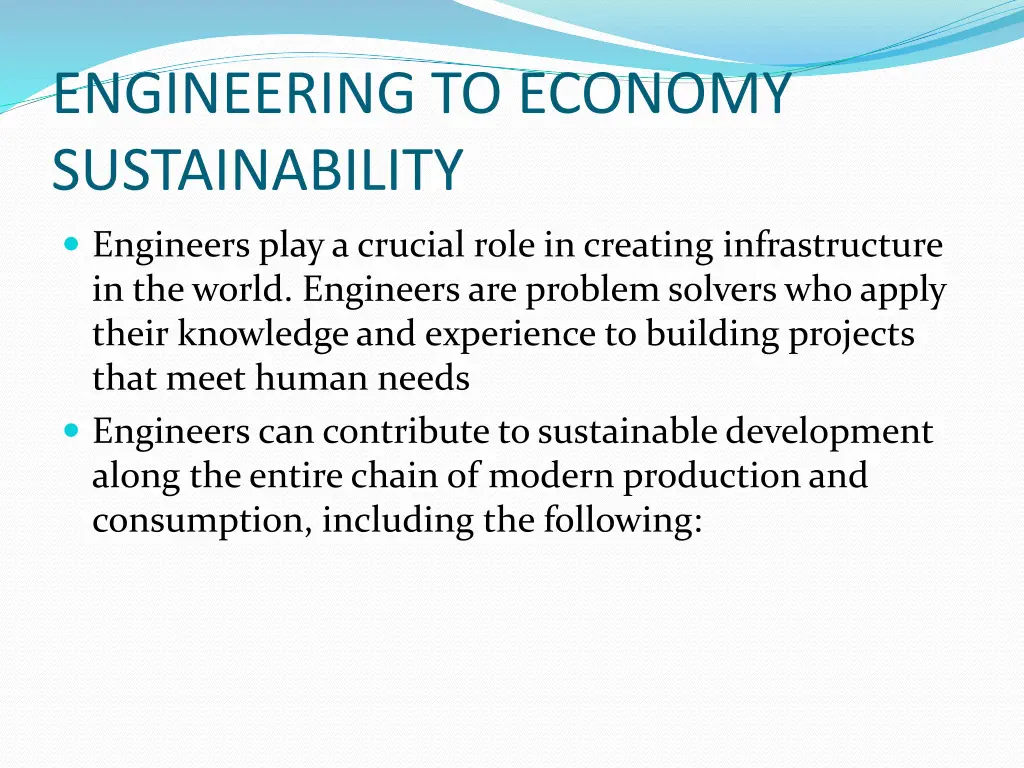 engineering to economy sustainability