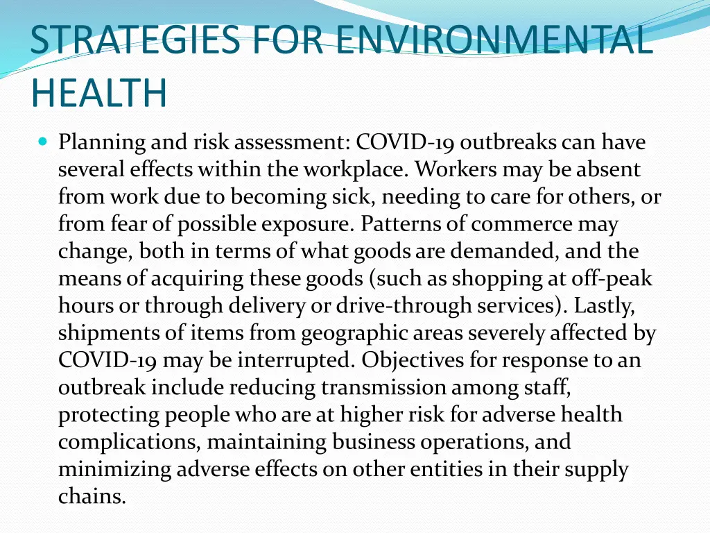 strategies for environmental health